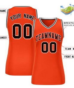 Custom Orange Black-White Classic Tops Mesh Basketball Jersey for Women