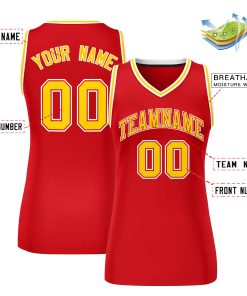 Custom Red Gold-White Classic Tops Mesh Basketball Jersey for Women
