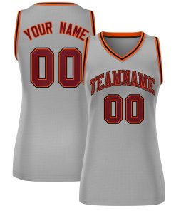 Custom Gray Maroon-Black Classic Tops Mesh Basketball Jersey for Women