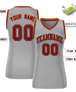 Custom Gray Maroon-Black Classic Tops Mesh Basketball Jersey for Women