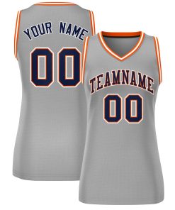 Custom Gray Navy-White Classic Tops Mesh Basketball Jersey for Women