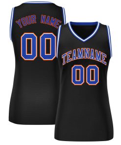 Custom Black Royal-Orange Classic Tops Mesh Basketball Jersey for Women