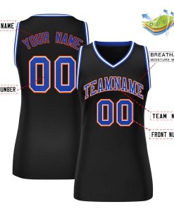 Custom Black Royal-Orange Classic Tops Mesh Basketball Jersey for Women