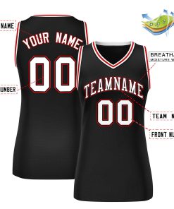 Custom Black White-Red Classic Tops Mesh Basketball Jersey for Women