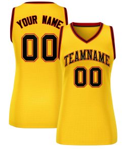 Custom Yellow Black-Red Classic Tops Mesh Basketball Jersey for Women