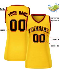 Custom Yellow Black-Red Classic Tops Mesh Basketball Jersey for Women