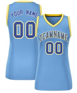 Custom Light Blue Royal-White Classic Tops Mesh Basketball Jersey for Women
