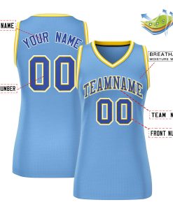 Custom Light Blue Royal-White Classic Tops Mesh Basketball Jersey for Women