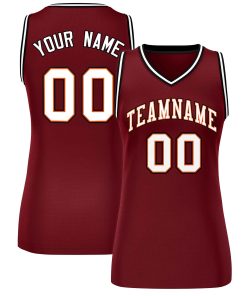 Custom Maroon White-Black Classic Tops Mesh Basketball Jersey for Women