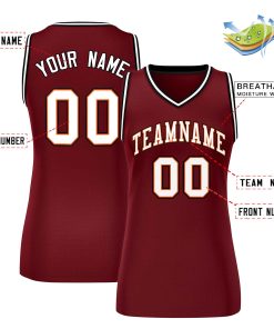 Custom Maroon White-Black Classic Tops Mesh Basketball Jersey for Women
