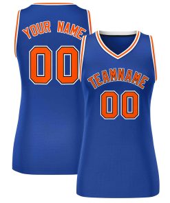 Custom Royal Orange-White Classic Tops Mesh Basketball Jersey for Women