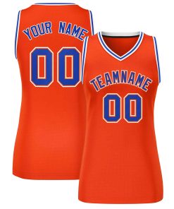 Custom Orange Royal-White Classic Tops Mesh Basketball Jersey for Women