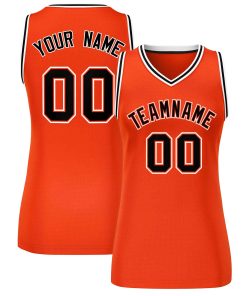 Custom Orange Black-White Classic Tops Mesh Basketball Jersey for Women