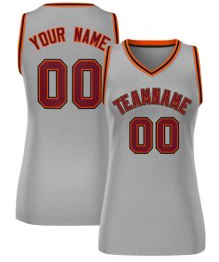 Custom Gray Maroon-Black Classic Tops Mesh Basketball Jersey for Women