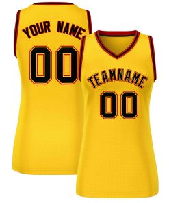 Custom Yellow Black-Red Classic Tops Mesh Basketball Jersey for Women