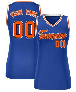 Custom Royal Orange-White Classic Tops Mesh Basketball Jersey for Women