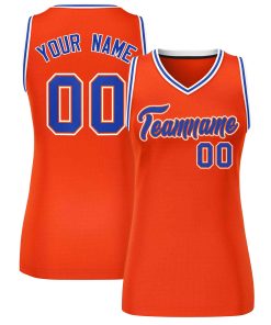 Custom Orange Royal-White Classic Tops Mesh Basketball Jersey for Women