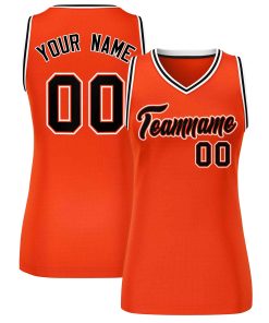 Custom Orange Black-White Classic Tops Mesh Basketball Jersey for Women