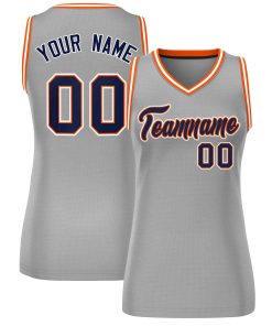 Custom Gray Navy-White Classic Tops Mesh Basketball Jersey for Women