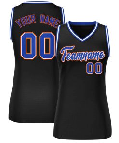 Custom Black Royal-Orange Classic Tops Mesh Basketball Jersey for Women