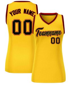 Custom Yellow Black-Red Classic Tops Mesh Basketball Jersey for Women