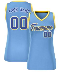Custom Light Blue Royal-White Classic Tops Mesh Basketball Jersey for Women