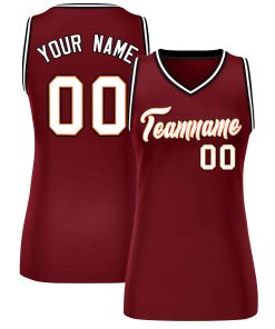 Custom Maroon White-Black Classic Tops Mesh Basketball Jersey for Women