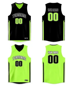 Custom Black Neon Green Double Side Tops Basketball Jersey