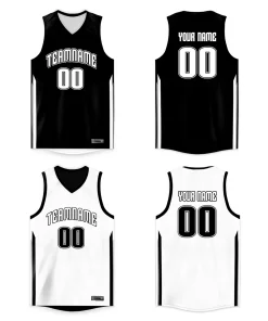 Custom Black White Double Side Tops Sports Basketball Jersey