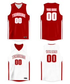 Custom Red White Double Side Tops Men/Boy Basketball Jersey