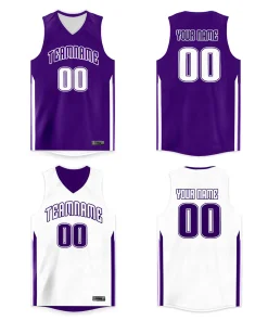 Custom Purple White Double Side Tops Basketball Jersey