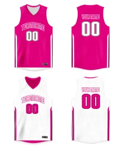 Custom Pink White Double Side Tops Basketball Jersey