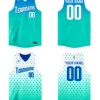 Custom Blue Green Reversible Personalized Tops Basketball Jersey for Men/Youth