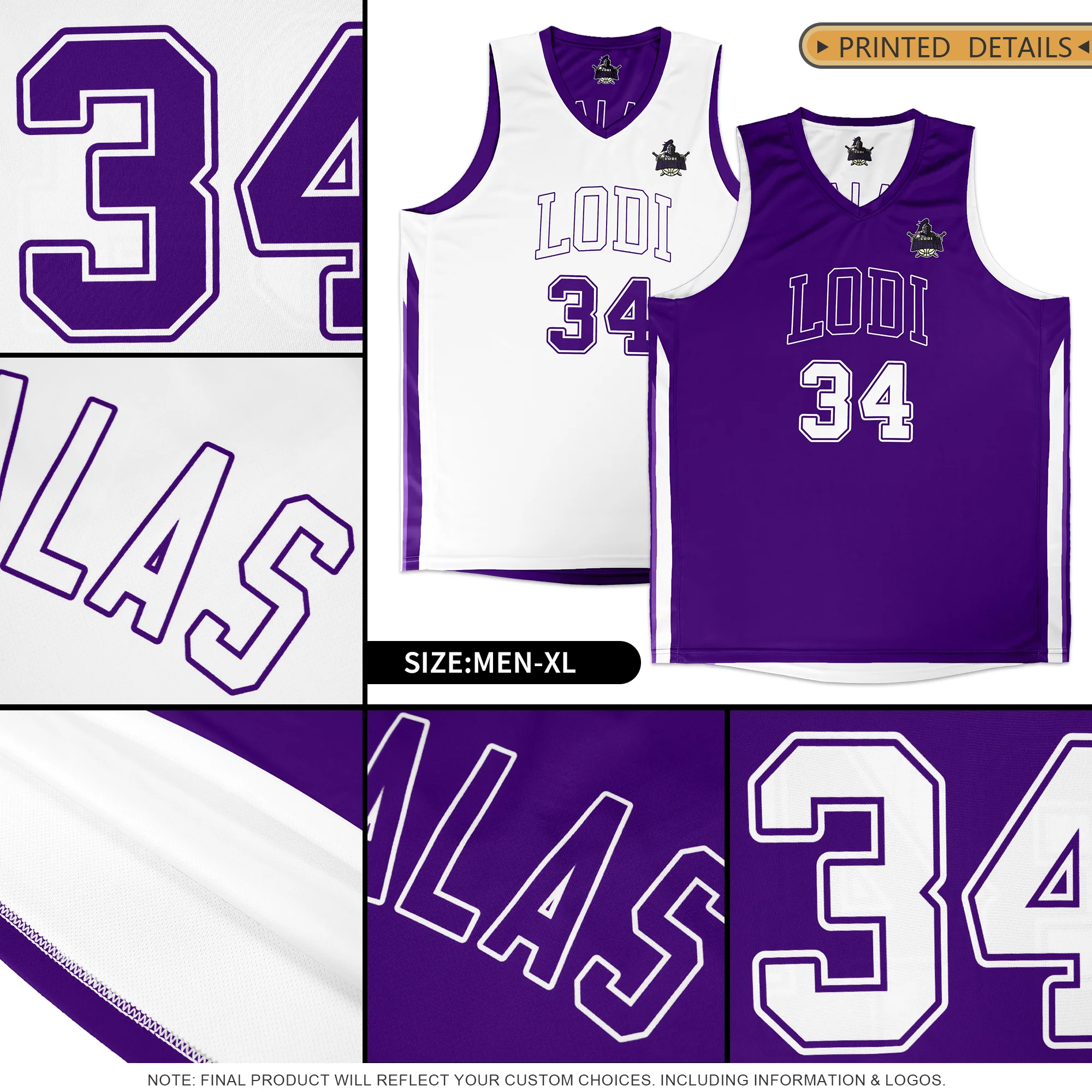 Custom Purple White Double Side Tops Training Fashion Basketball Jersey - Image 5