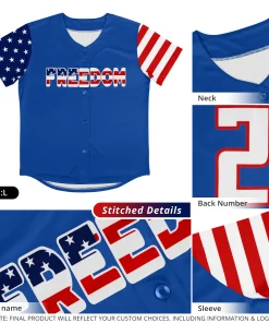 Custom Royal White-Red American Flag Authentic Baseball Jersey