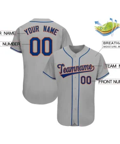 Custom Gray Team Classic Style Authentic Baseball Jersey