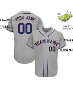 Custom Gray Team Classic Style Authentic Baseball Jersey