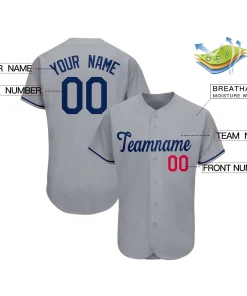 Custom Gray Team Classic Style Authentic Baseball Jersey