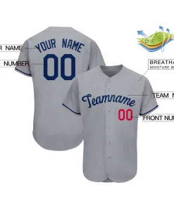 Custom Gray Team Classic Style Authentic Baseball Jersey