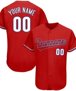 Custom Red Team Classic Style Authentic Baseball Jersey