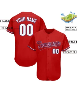 Custom Red Team Classic Style Authentic Baseball Jersey