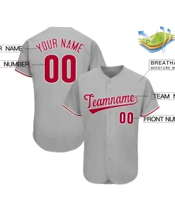 Custom Gray Team Classic Style Authentic Baseball Jersey