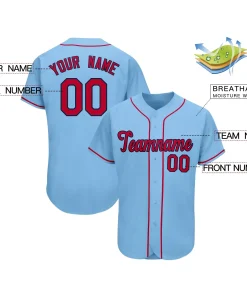 Custom Light Blue Team Classic Style Authentic Baseball Jersey