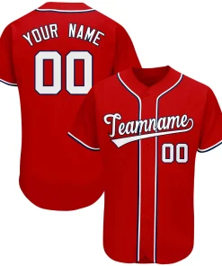 Custom Red Team Classic Style Authentic Baseball Jersey