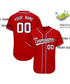 Custom Red Team Classic Style Authentic Baseball Jersey