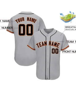 Custom Gray Team Classic Style Authentic Baseball Jersey
