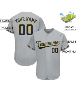 Custom Gray Team Classic Style Authentic Baseball Jersey