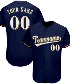 Custom Navy Team Classic Style Authentic Baseball Jersey
