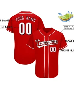 Custom Red Team Classic Style Authentic Baseball Jersey