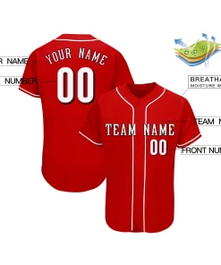 Custom Red Team Classic Style Authentic Baseball Jersey